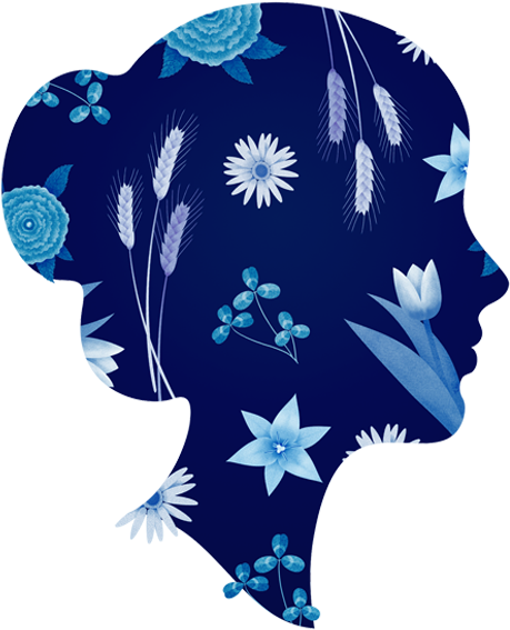 Profile d'une femme avec des fleurs